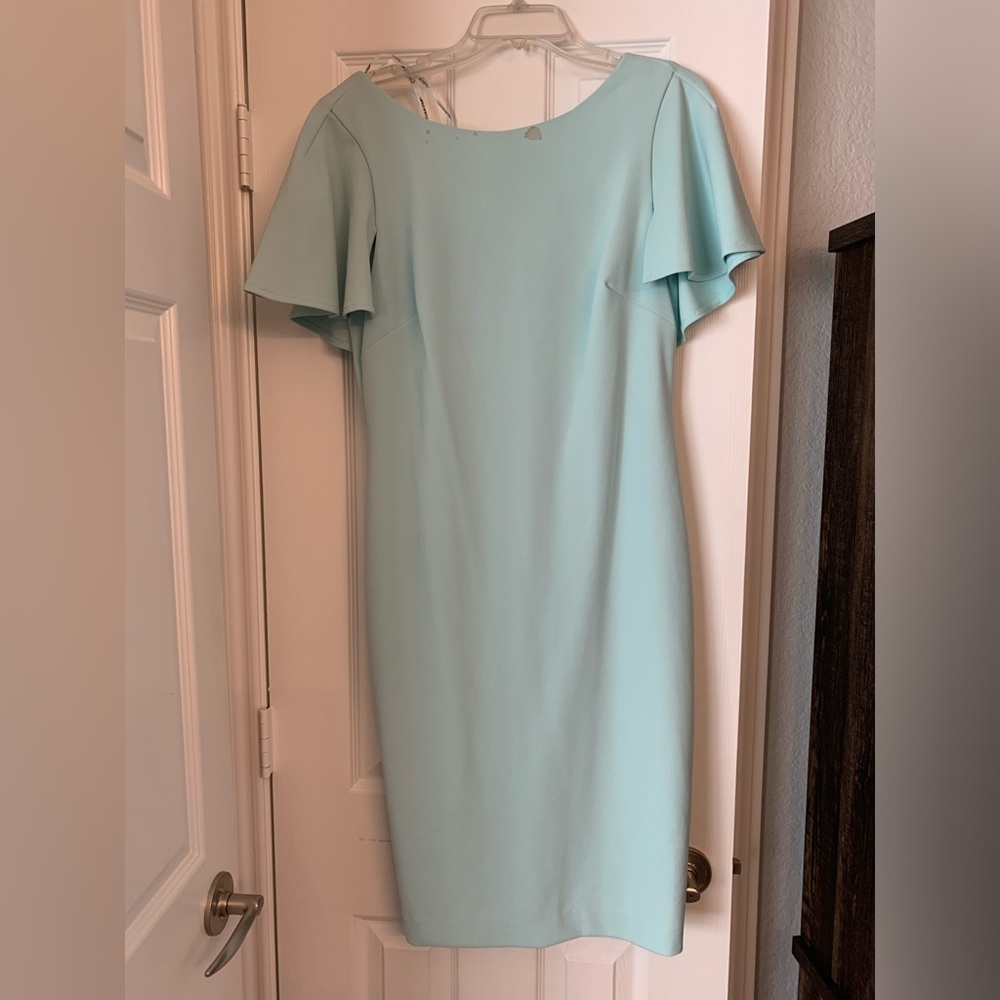 Calvin Klein size 10 seafoam green / light blue party dress midi